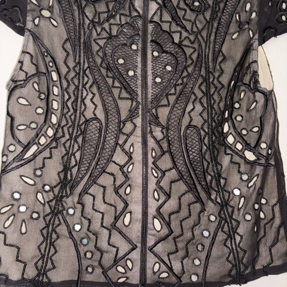 Alice and Olivia Viktoria High Neck Beaded Top Women's Size 2 - Picture 11 of 13